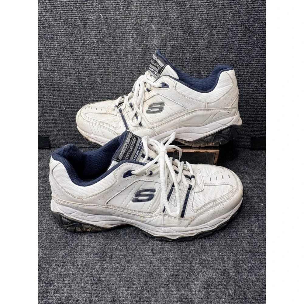 Skechers Mens M-Fit Memory Foam Training Sneakers White Navy 50122 Size 11